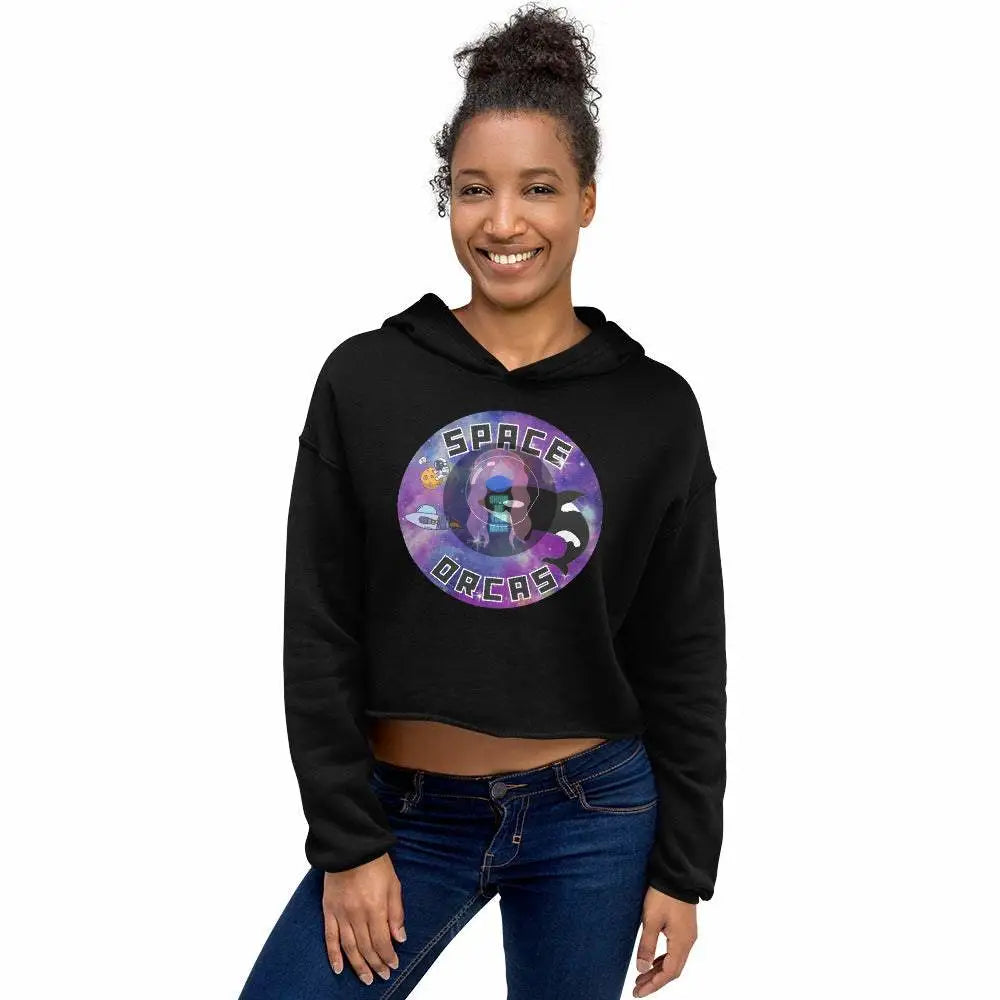 "Space Orcas" Crop Hoodie -  from Show Me Your Mask Shop by Show Me Your Mask Shop - Crop Tops