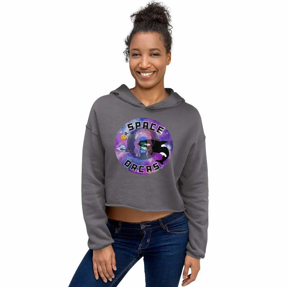 "Space Orcas" Crop Hoodie -  from Show Me Your Mask Shop by Show Me Your Mask Shop - Crop Tops