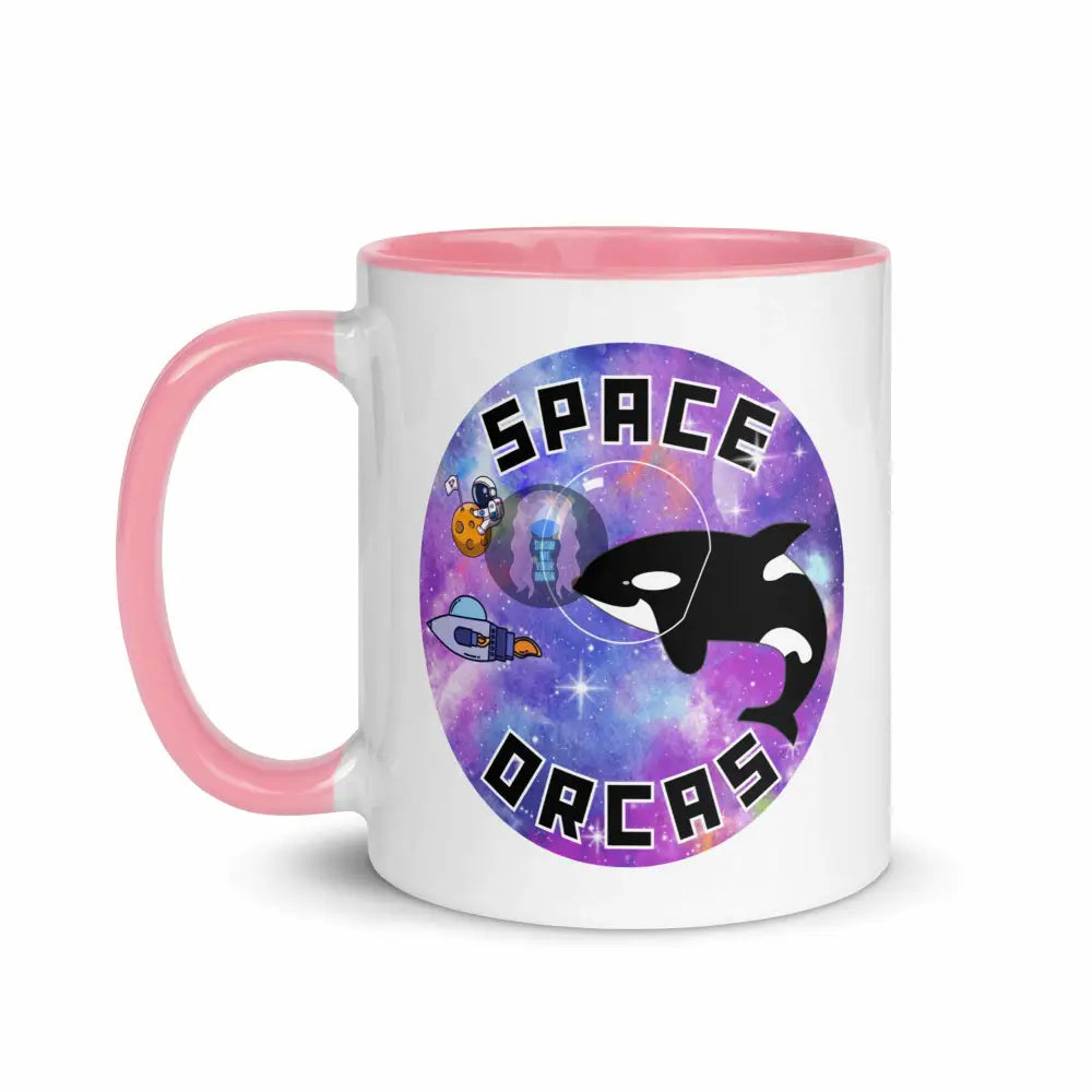 "Space Orcas" Mug with Color Inside -  from Show Me Your Mask Shop by Show Me Your Mask Shop - Mugs