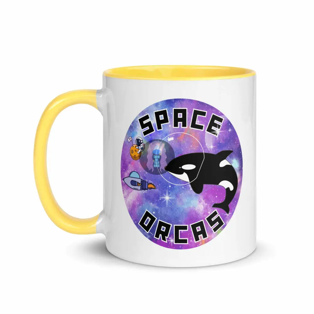 "Space Orcas" Mug with Color Inside -  from Show Me Your Mask Shop by Show Me Your Mask Shop - Mugs