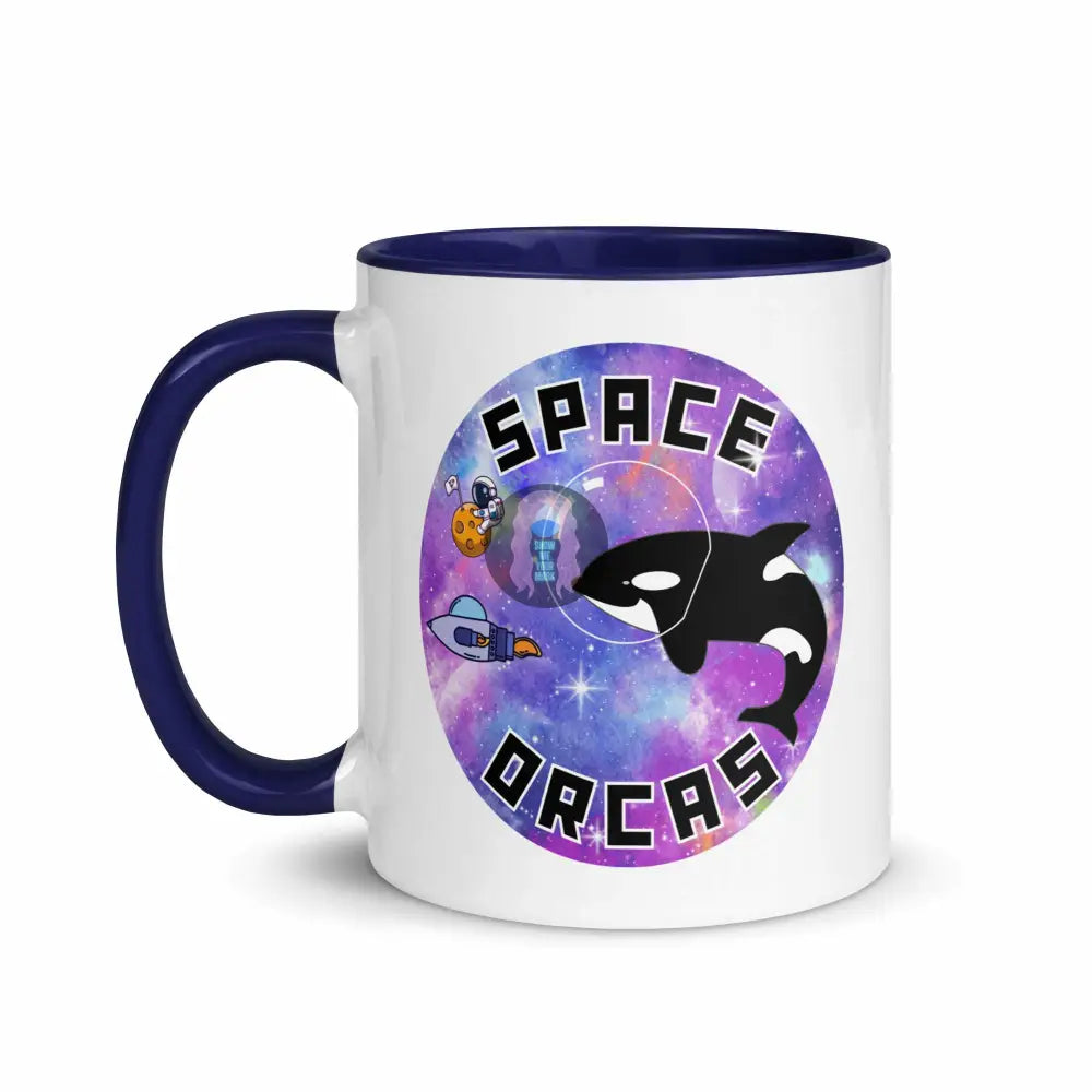 "Space Orcas" Mug with Color Inside -  from Show Me Your Mask Shop by Show Me Your Mask Shop - Mugs