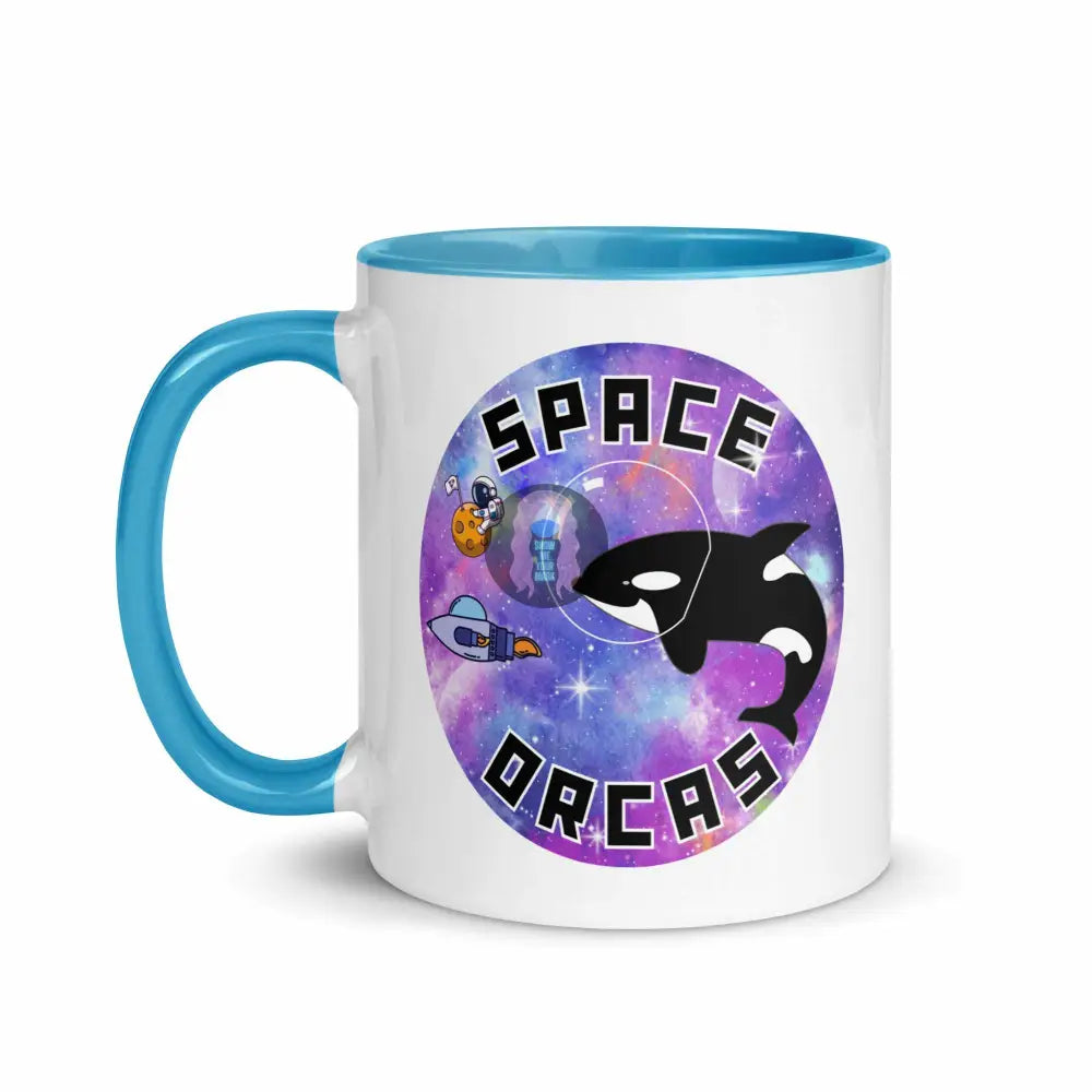 "Space Orcas" Mug with Color Inside -  from Show Me Your Mask Shop by Show Me Your Mask Shop - Mugs