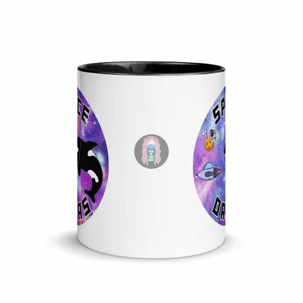 "Space Orcas" Mug with Color Inside -  from Show Me Your Mask Shop by Show Me Your Mask Shop - Mugs