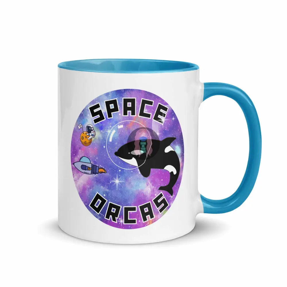 "Space Orcas" Mug with Color Inside -  from Show Me Your Mask Shop by Show Me Your Mask Shop - Mugs