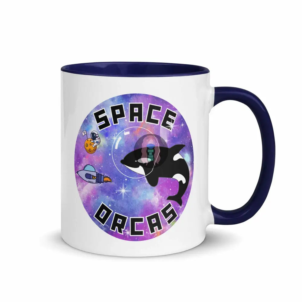 "Space Orcas" Mug with Color Inside -  from Show Me Your Mask Shop by Show Me Your Mask Shop - Mugs