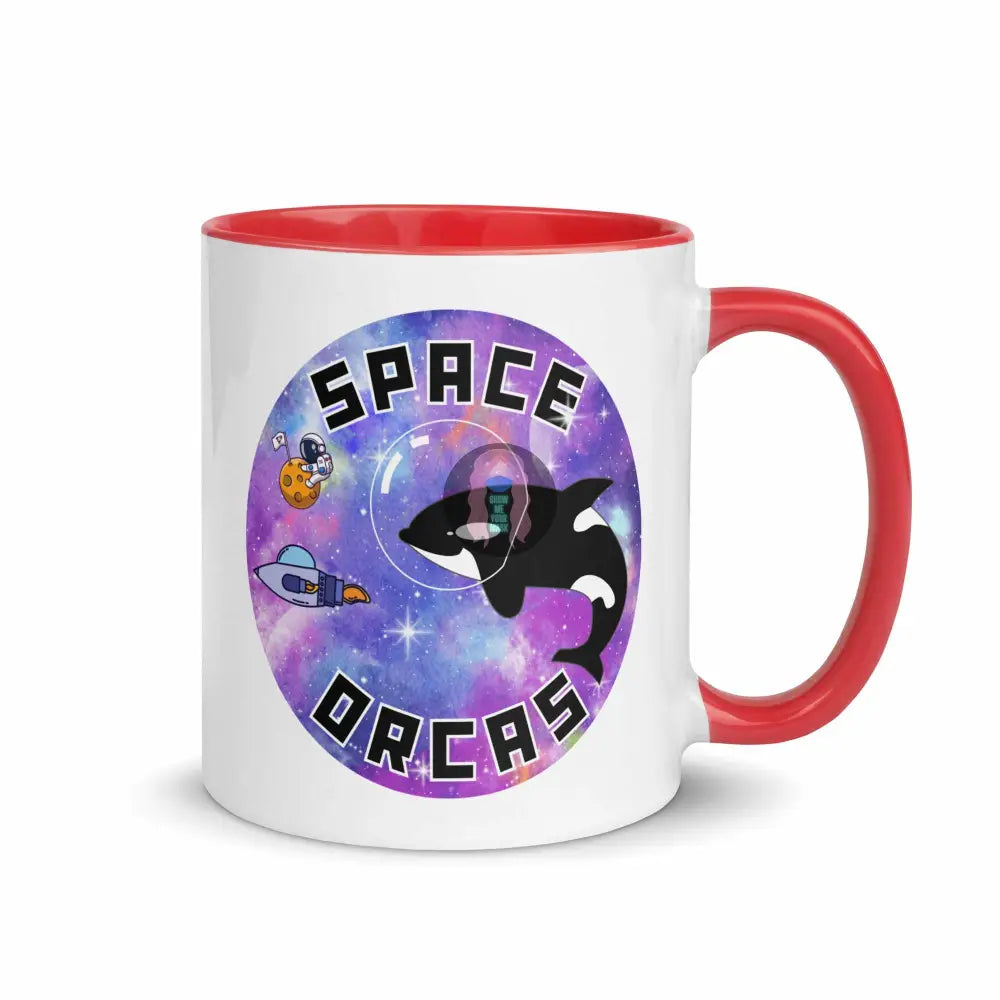 "Space Orcas" Mug with Color Inside -  from Show Me Your Mask Shop by Show Me Your Mask Shop - Mugs