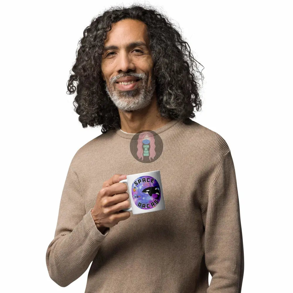 "Space Orcas" White glossy mug 11oz, 15oz -  from Show Me Your Mask Shop by Show Me Your Mask Shop - Mugs