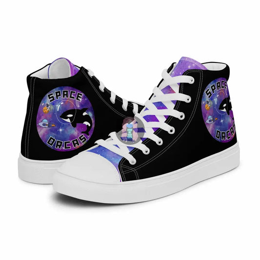 "Space Orcas" Women’s high top canvas shoes -  from Show Me Your Mask Shop by Show Me Your Mask Shop - Shoes, Women's