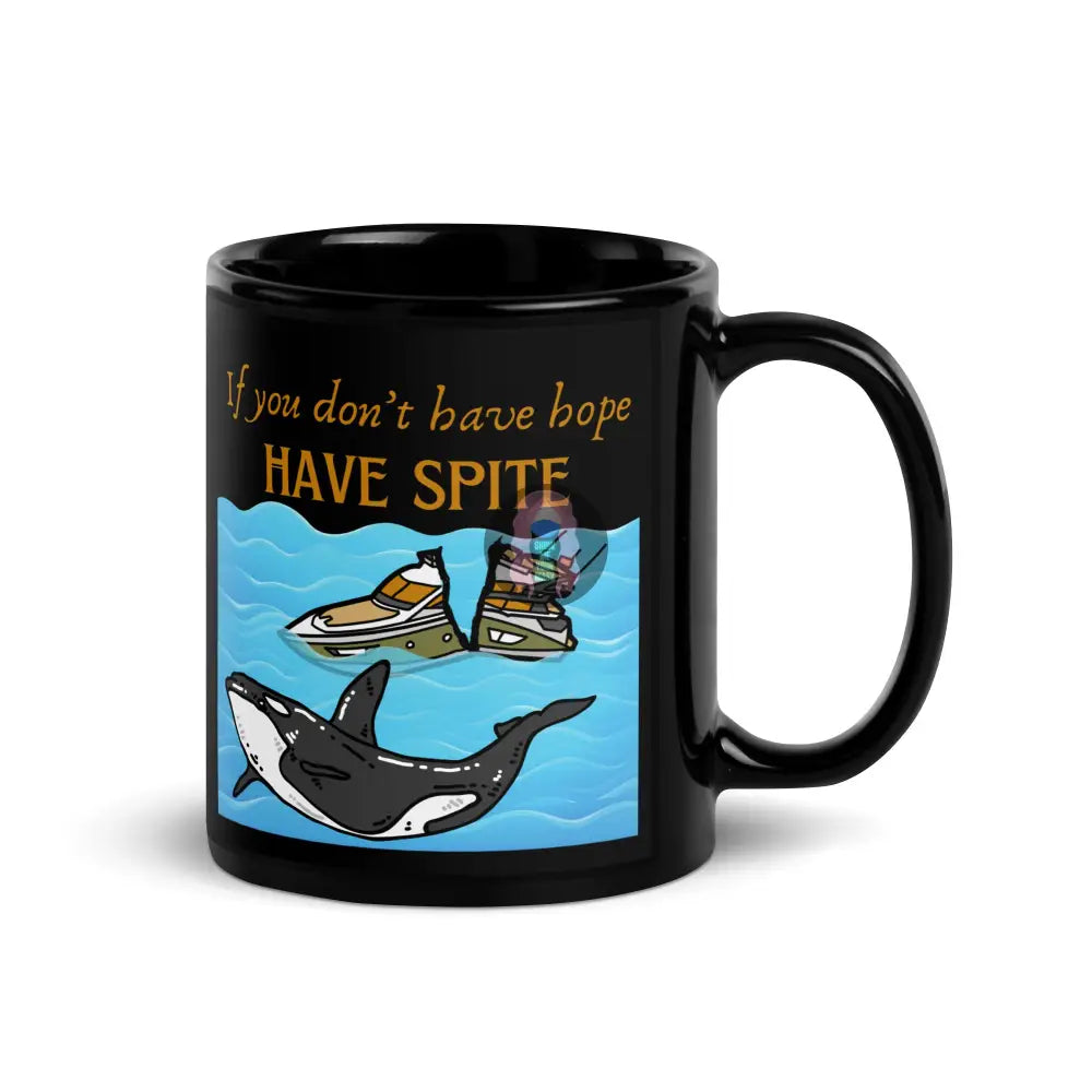 ’Spite Orca’ Black Glossy Mug