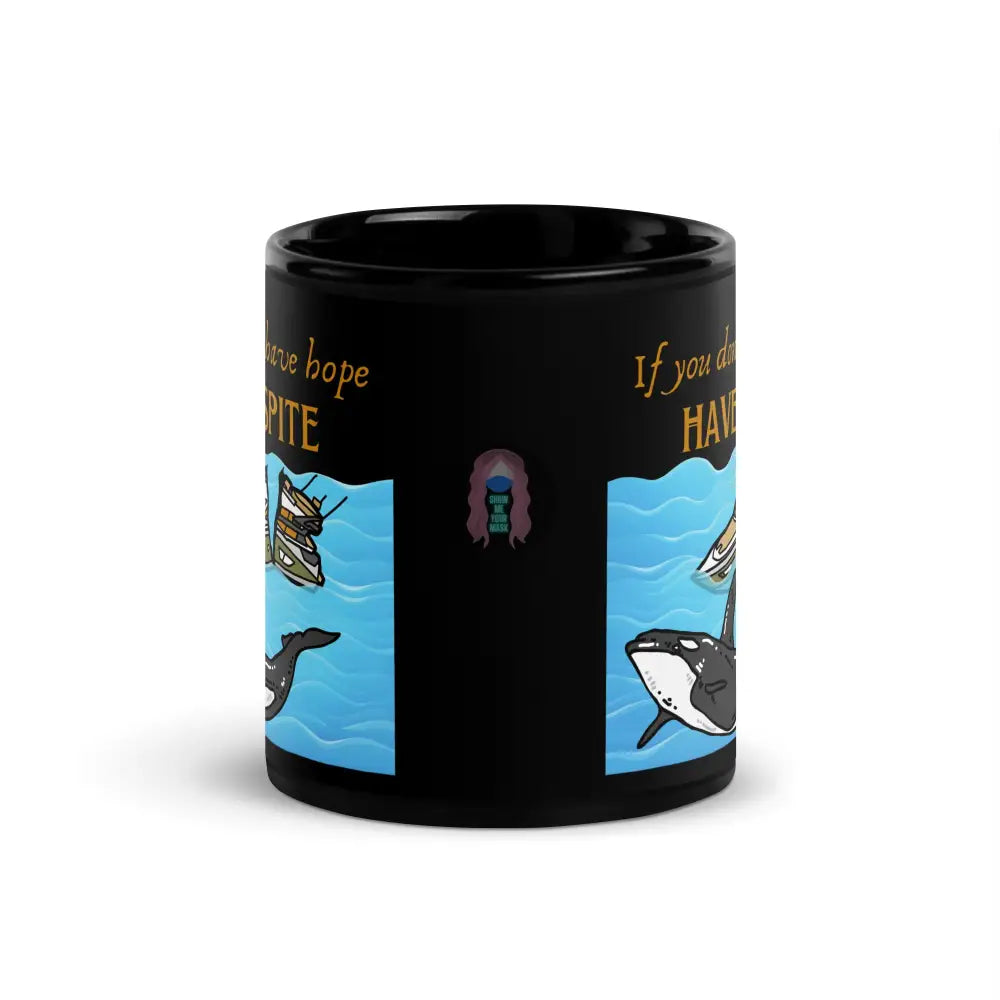 ’Spite Orca’ Black Glossy Mug