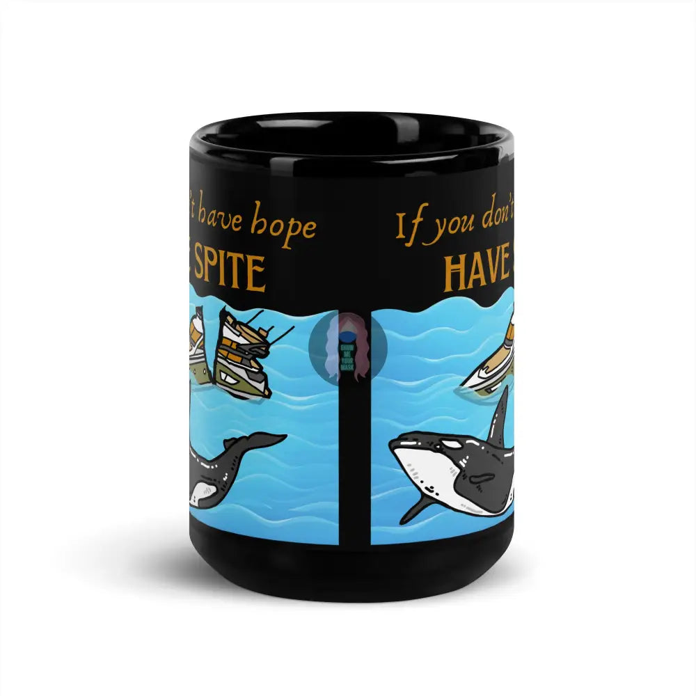 ’Spite Orca’ Black Glossy Mug