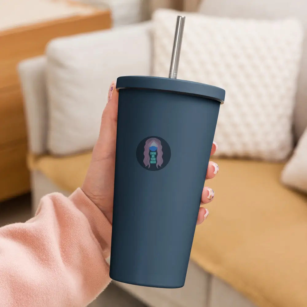 ’Spite Orca’ Insulated Tumbler With A Straw Navy