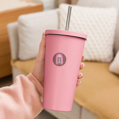 ’Spite Orca’ Insulated Tumbler With A Straw Pink