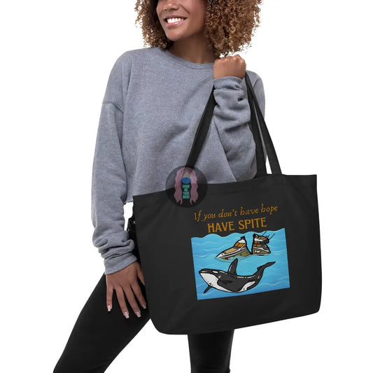 ’Spite Orca’ Large Organic Tote Bag Black