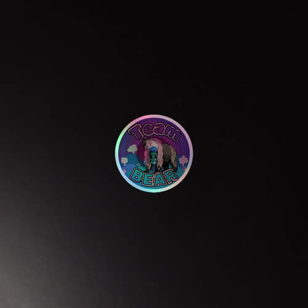 ’Team Bear’ Purple Holographic Stickers 3″×3″
