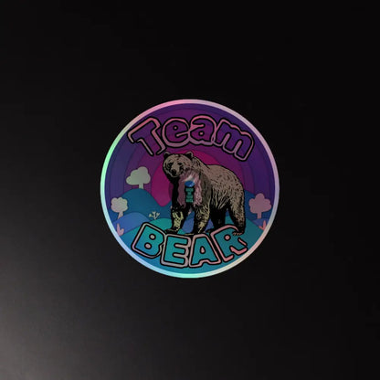 ’Team Bear’ Purple Holographic Stickers 5.5″×5.5″