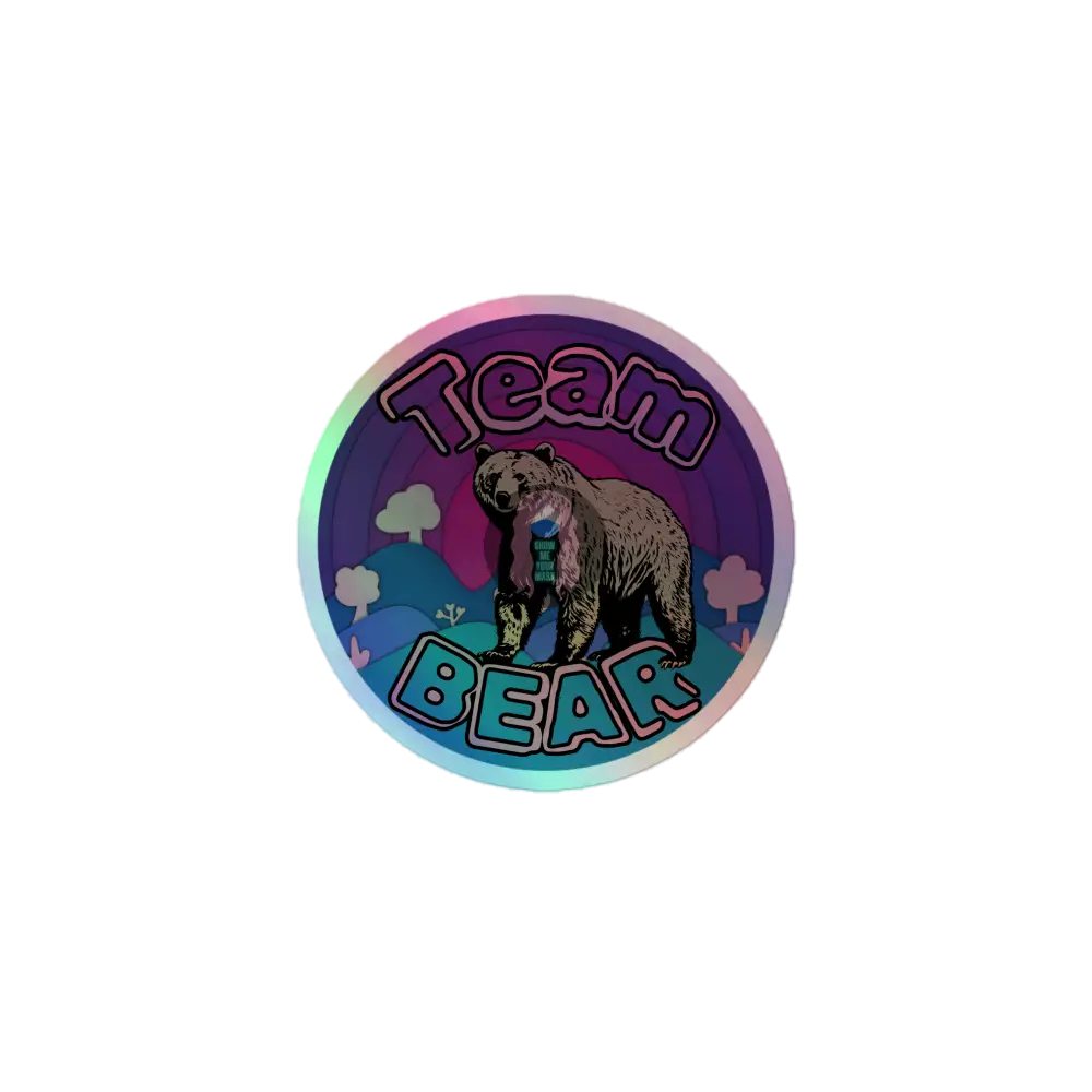 ’Team Bear’ Purple Holographic Stickers