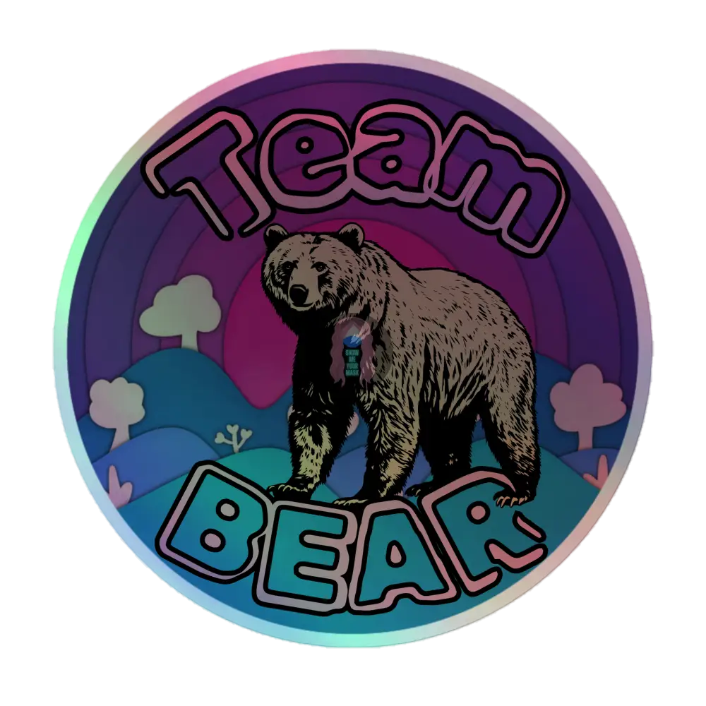 ’Team Bear’ Purple Holographic Stickers
