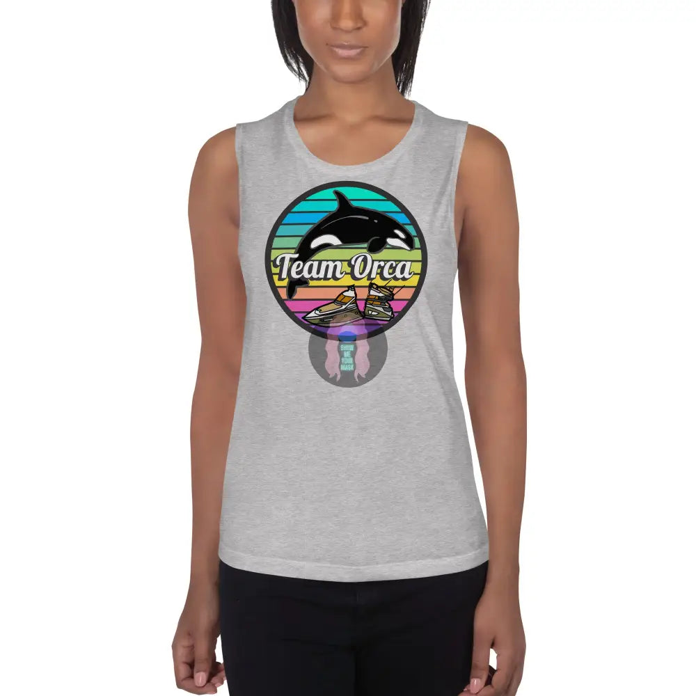 ’Team Orca’ Pride 2024 (Lite) Ladies’ Muscle Tank Athletic Heather / S