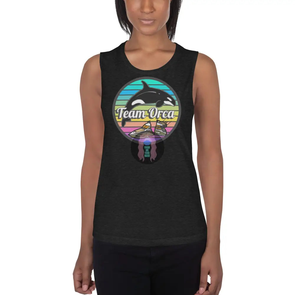 ’Team Orca’ Pride 2024 (Lite) Ladies’ Muscle Tank Black Heather / S