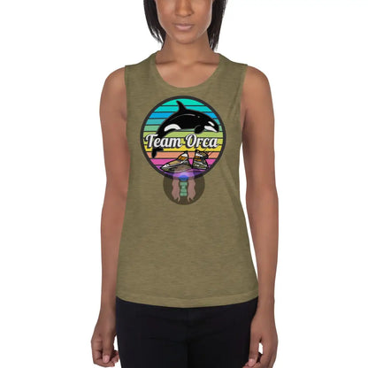 ’Team Orca’ Pride 2024 (Lite) Ladies’ Muscle Tank Heather Olive / S