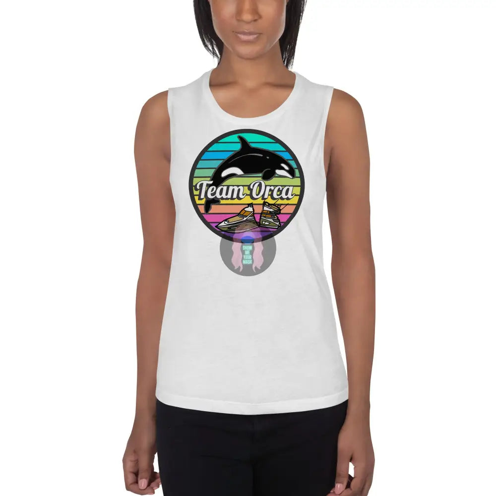 ’Team Orca’ Pride 2024 (Lite) Ladies’ Muscle Tank White / S