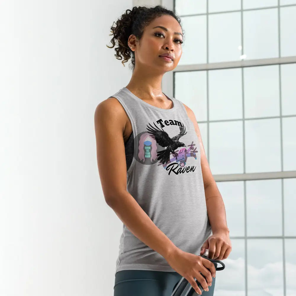 ’Team Raven’ Ladies’ Muscle Tank Athletic Heather / S