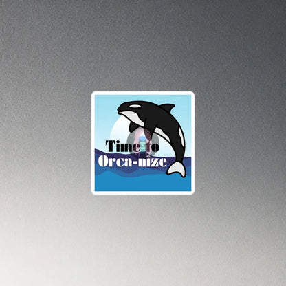 ’Time To Orca - Nize’ Blue Magnet 4″×4″