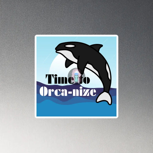’Time To Orca - Nize’ Blue Magnet 6″×6″